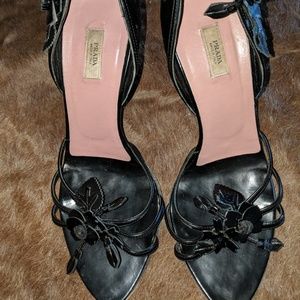 Prada black leather sandals